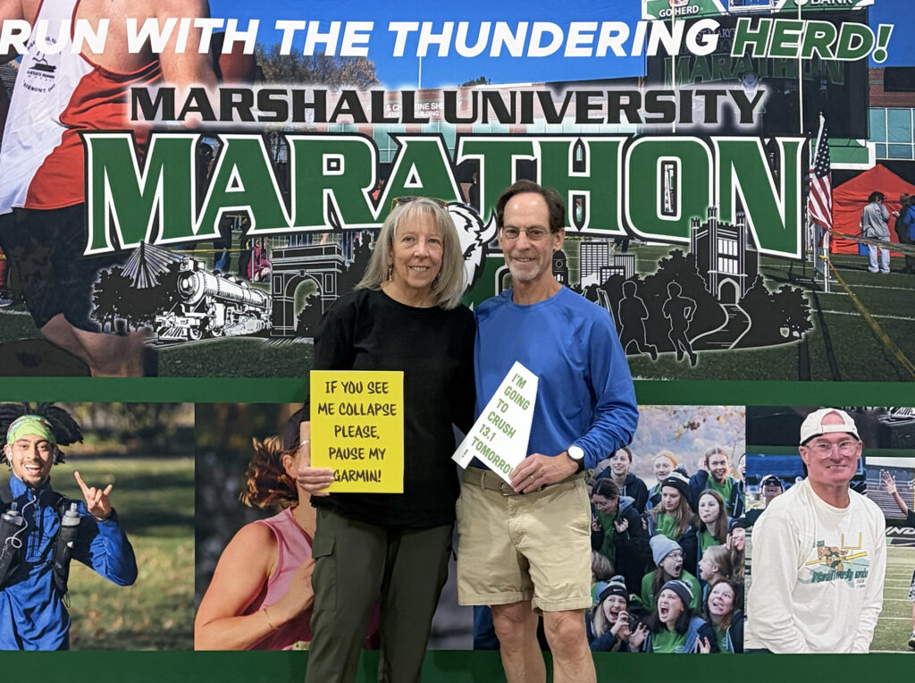Rae and Rick at the Marshall University Marathon